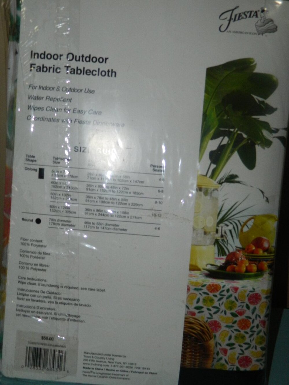 Fiesta Indoor Outdoor Fabric Tablecloth Tropical Fruit 60x102 NEW - Picture 3 of 4